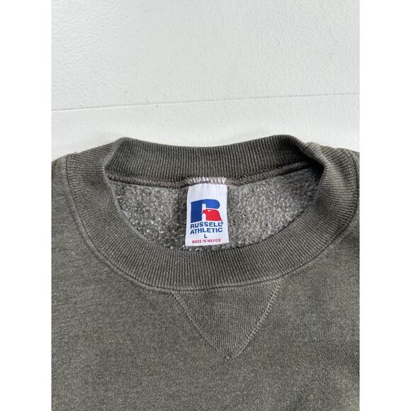 Vintage Y2K Russell Athletic Gray Green Crewneck Sweatshirt Large 24 x 26 - Picture 4 of 4